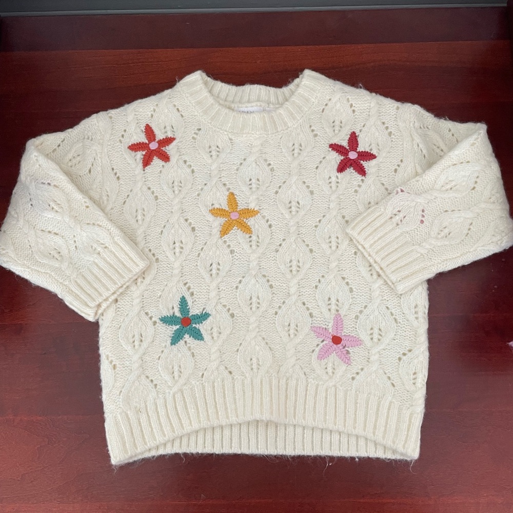 EUC Zara Flower Cable Knit Sweater